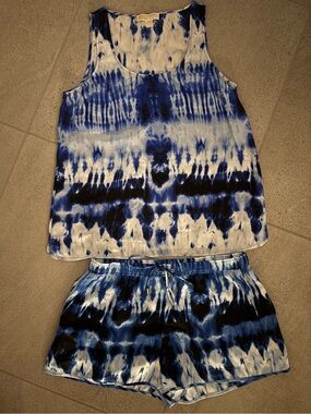 MICHAEL Michael Kors Two Piece Tie Dye Shibori Set Royal Blue Navy White Casual